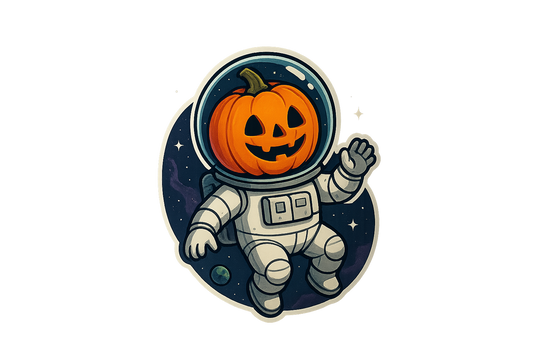 Pumpkin Astronaut Space Sticker Decal Vinyl Laptop Car Window Bumper AUTO Water Bottle Helmets Waterproof