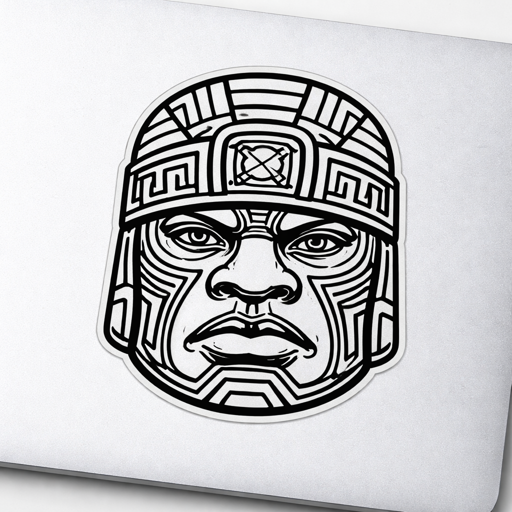 Olmec Head Sticker Decal Vinyl Laptop Car Window Bumper AUTO Water Bottle Helmets Waterproof Symbol Tribal
