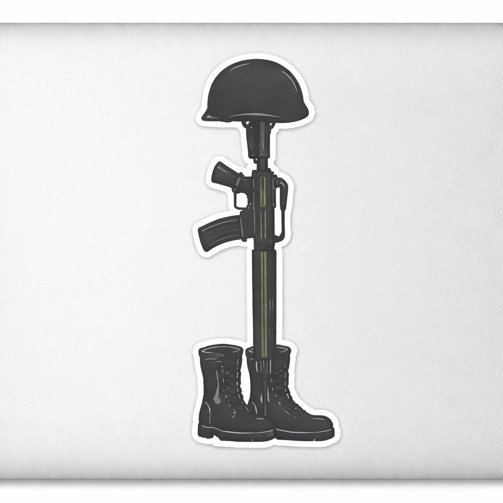USA Memorial Helmet Rifle Sticker Decal Vinyl Laptop Car Window Bumper AUTO Bottle Water Bottle Helmets Waterproof