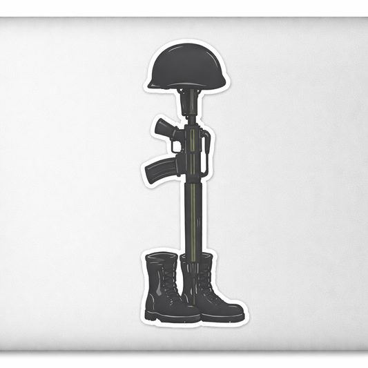USA Memorial Helmet Rifle Sticker Decal Vinyl Laptop Car Window Bumper AUTO Bottle Water Bottle Helmets Waterproof