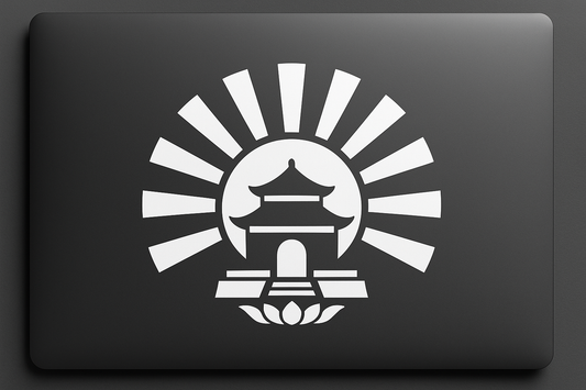 Temple Rising Sun Sticker Decal Vinyl Laptop Car Window Bumper AUTO Water Bottle Helmets Waterproof