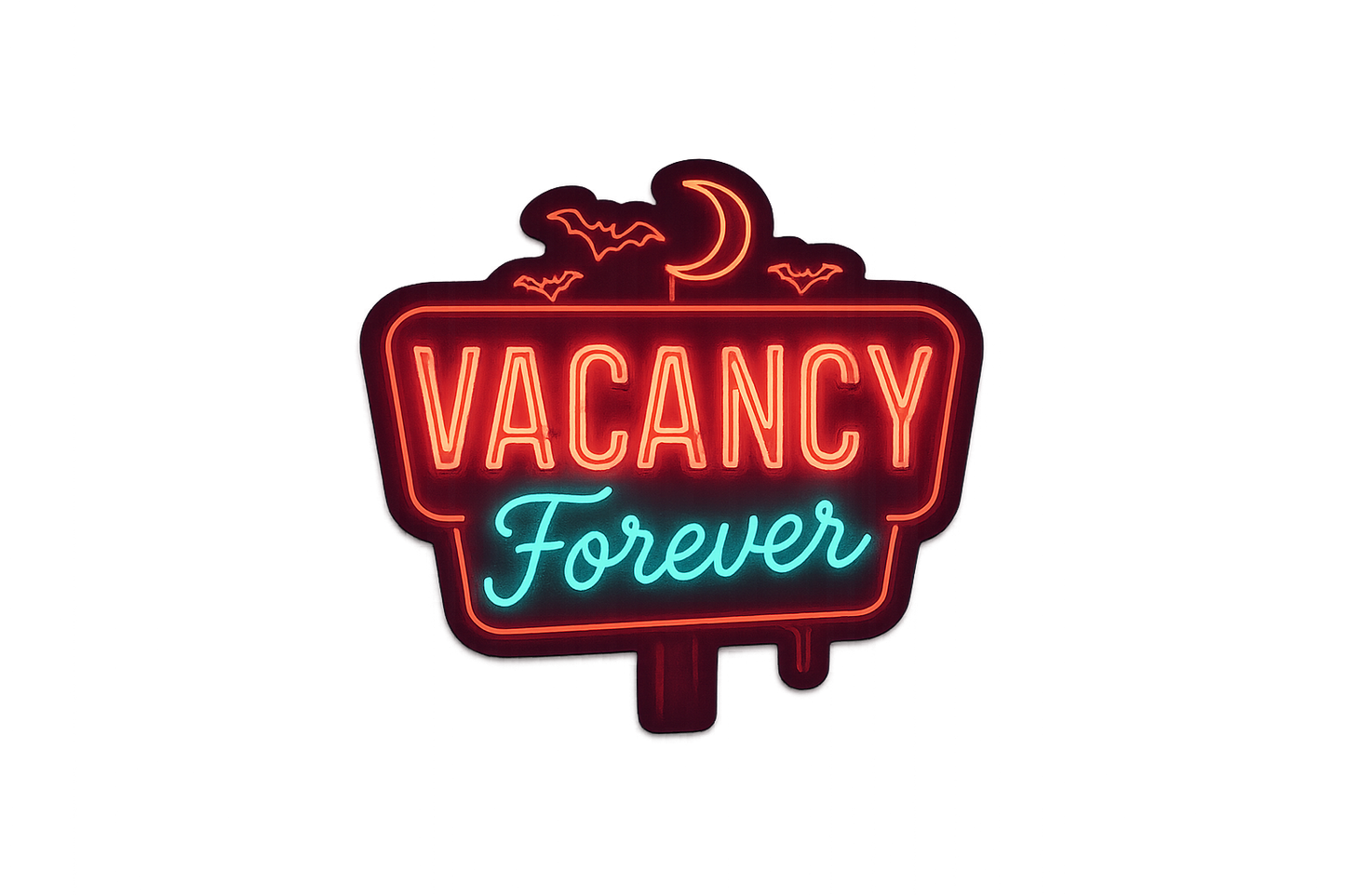 Haunted Motel Neon Vacancy Forever Sticker Decal Vinyl Laptop Car Window Bumper AUTO Water Bottle Helmets Waterproof Spooky