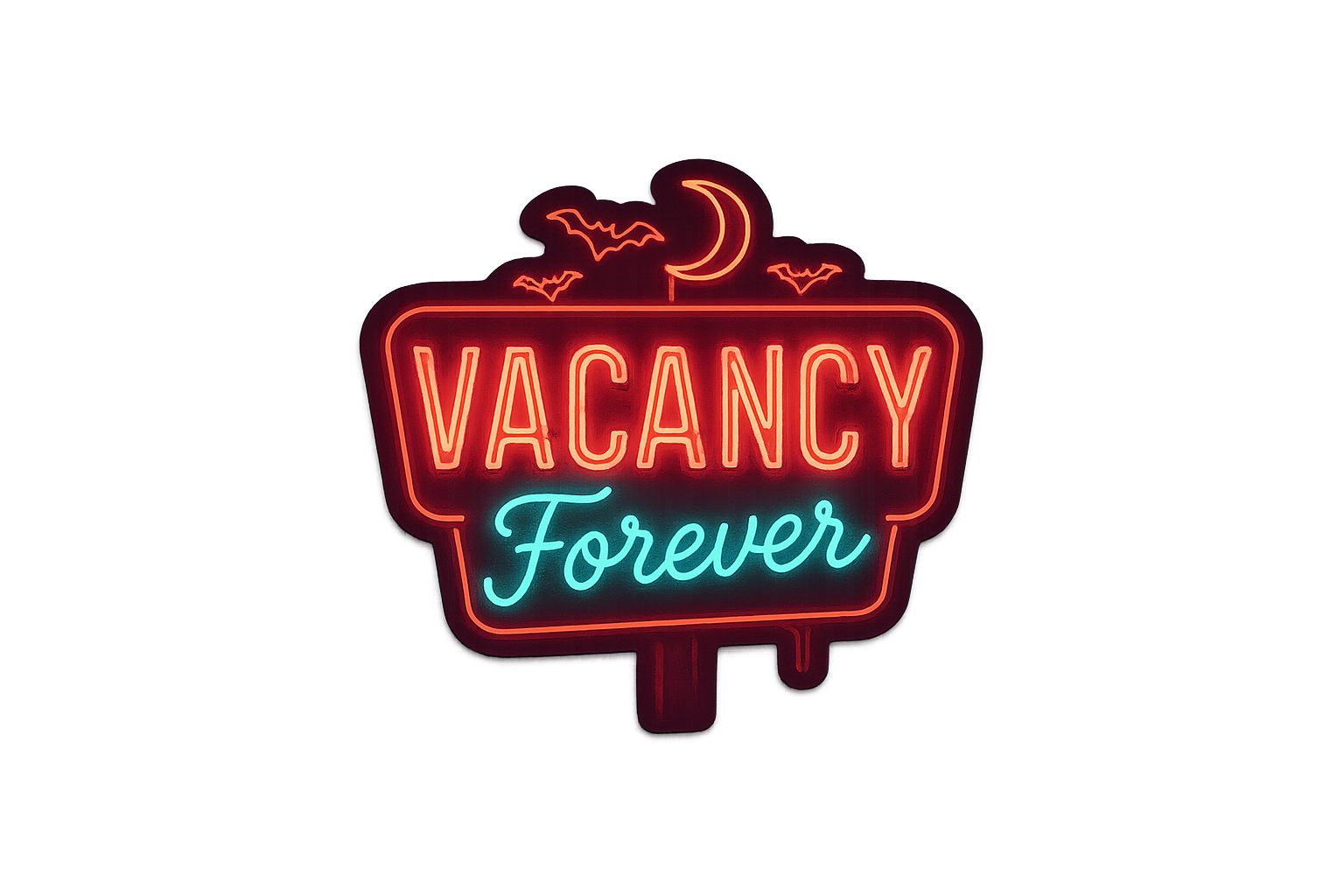 Haunted Motel Neon Vacancy Forever Sticker Decal Vinyl Laptop Car Window Bumper AUTO Water Bottle Helmets Waterproof Spooky