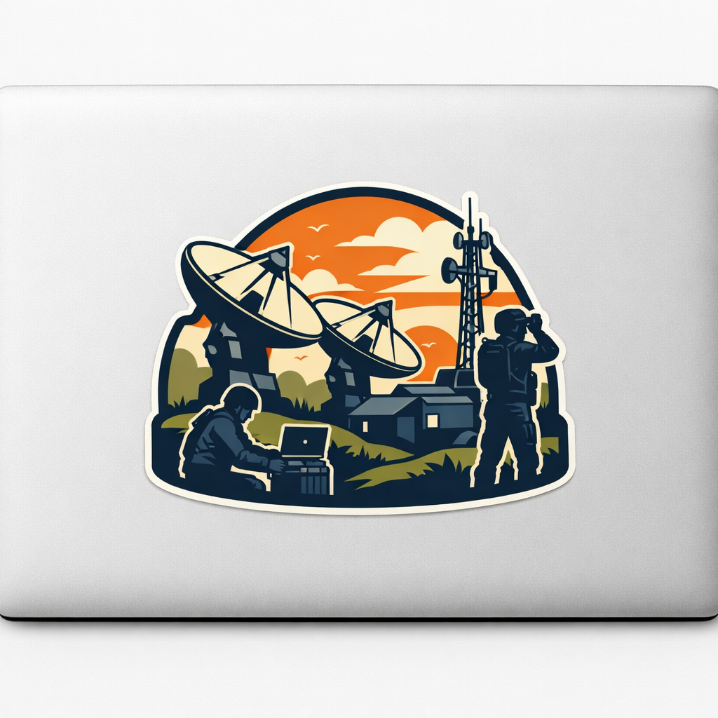 Satellite Dish Soldiers Sticker Decal Vinyl Laptop Car Window Bumper AUTO Water Bottle Helmets Waterproof