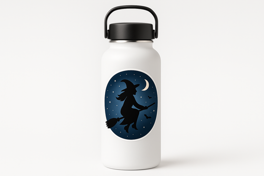 Witch Silhouette Starry Night Sticker Decal Vinyl Laptop Car Window Bumper AUTO Water Bottle Helmets Waterproof