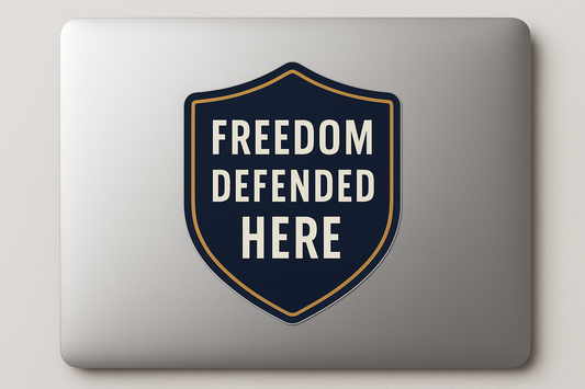 Freedom Defended Here Sticker Decal Vinyl Laptop Car Window Bumper AUTO Water Bottle Helmets Waterproof