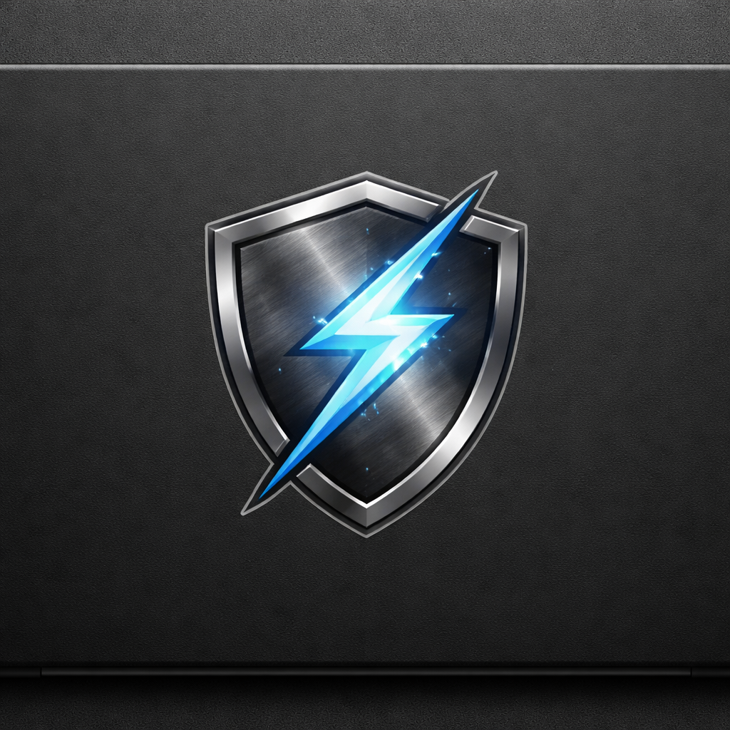 Power Shield Sticker Decal Vinyl Laptop Car Window Bumper AUTO Bottle Water Bottle Helmets Waterproof Lightning Steel Texture