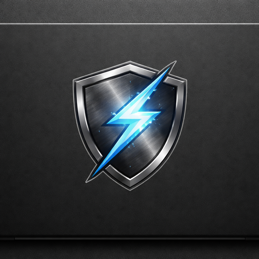 Power Shield Sticker Decal Vinyl Laptop Car Window Bumper AUTO Bottle Water Bottle Helmets Waterproof Lightning Steel Texture