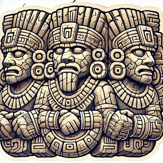 Vinyl sticker: Aztec Stone Deity Sculpture Laptop Wall Car Window Bumper Sticker Decal Truck Waterproof Auto Water Bottle (6)