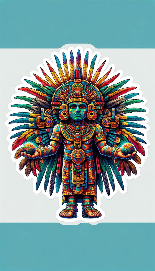 Vinyl sticker: Aztec God Tezcatlipoca Full-Body Sticker Decal for Laptop, Wall, Car, Window, Bumper, Truck, Waterproof, Auto, Water Bottle.