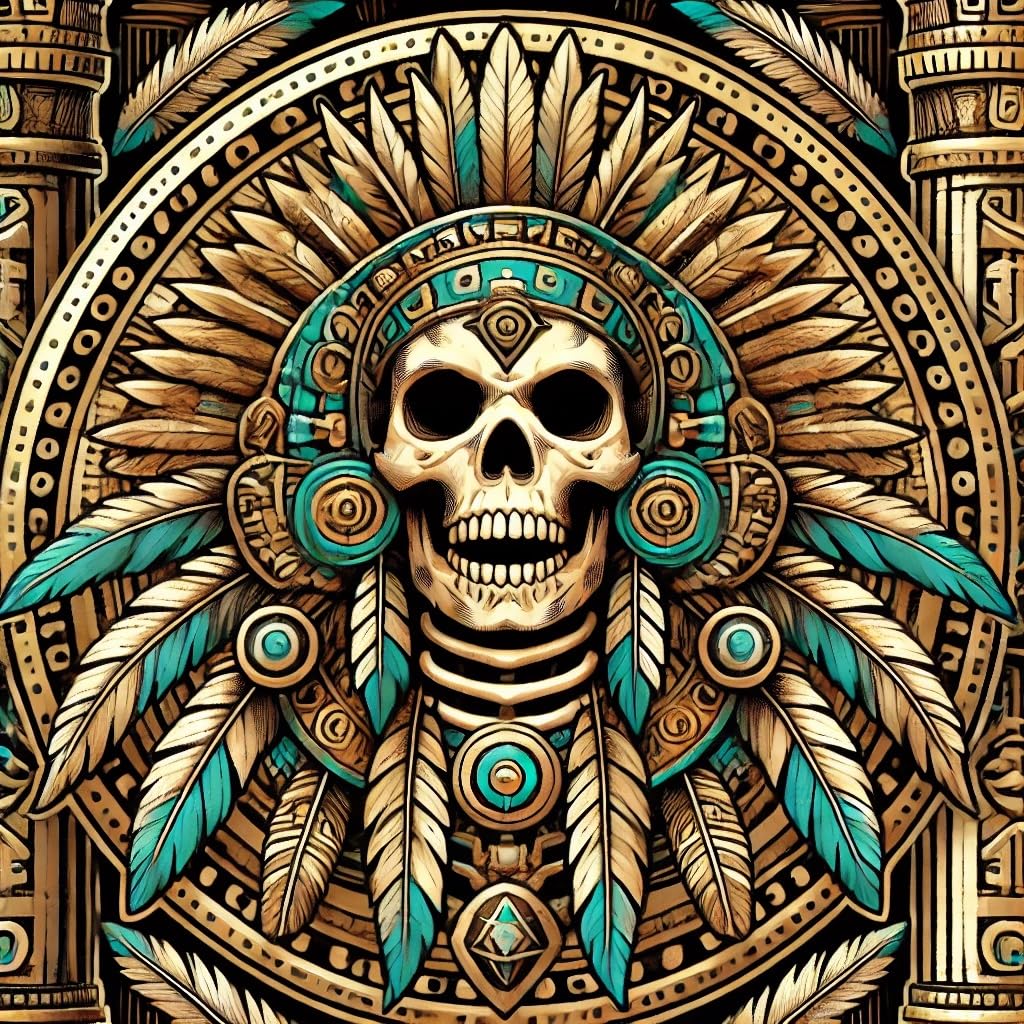 Vinyl sticker: Ancient Aztec God Mictlantecuhtli Vinyl Sticker for Wall Car Window Laptop Bumper Truck Waterproof Auto Water Bottle