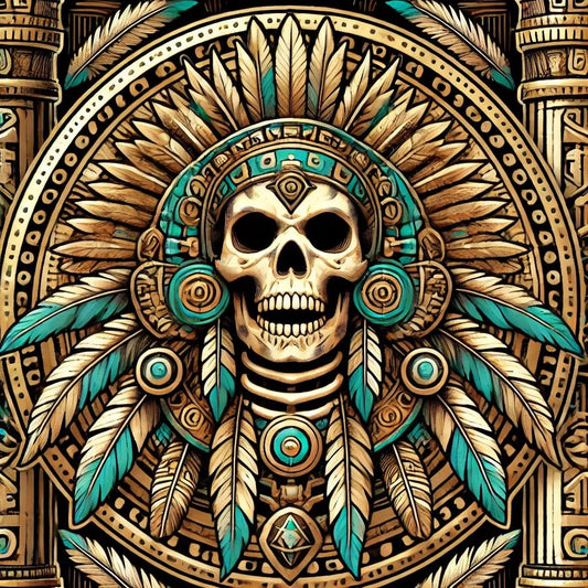 Vinyl sticker: Ancient Aztec God Mictlantecuhtli Vinyl Sticker for Wall Car Window Laptop Bumper Truck Waterproof Auto Water Bottle