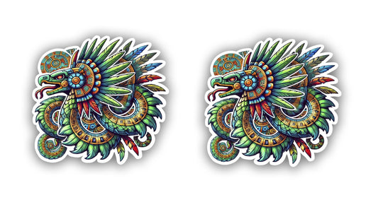 Vinyl sticker: Aztec Tezcatlipoca God Sticker - Bold Design with Obsidian Mirror and Jaguar Attributes for Laptop, Wall, Car, Window, Bumper, Waterproof Decal for Truck, Auto, Water Bottle (6)