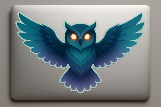 Spirit Owl Sticker Decal Vinyl Laptop Car Window Bumper AUTO Water Bottle Helmets Waterproof Glowing Eyes Open Wings