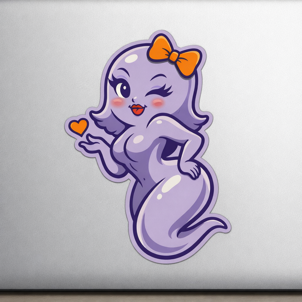 Flirty Spooky Ghost Sticker Decal Vinyl Laptop Car Window Bumper AUTO Water Bottle Helmets Waterproof Halloween