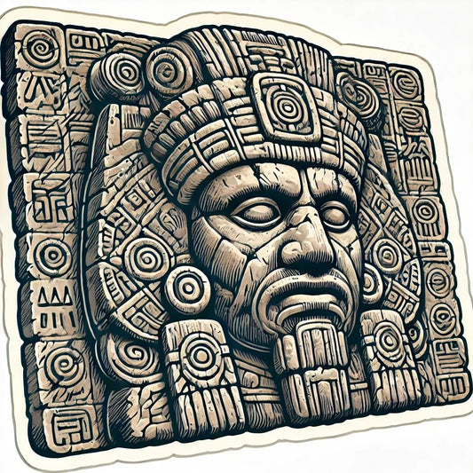 Vinyl sticker: Aztec Stone Warrior Sculpture Laptop Wall Car Window Bumper Sticker Decal Truck Waterproof Auto Water Bottle