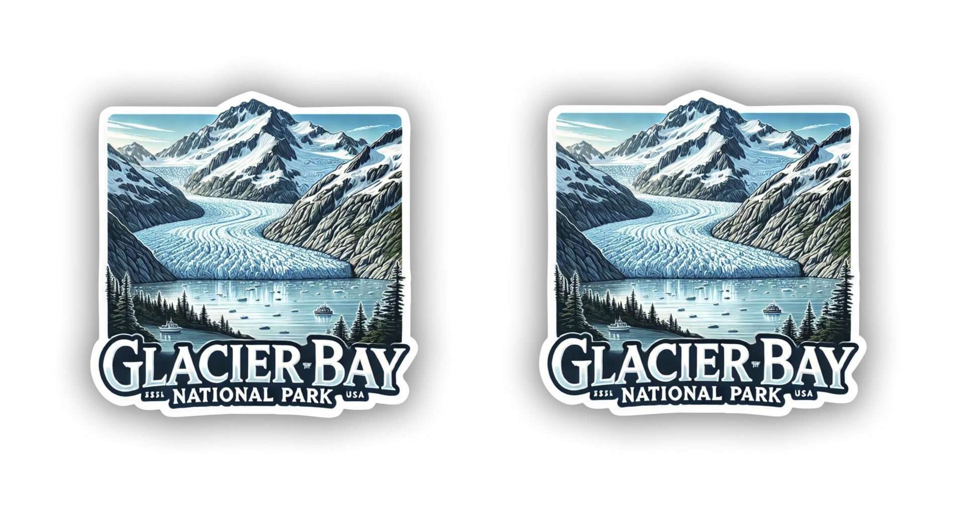Vinyl sticker: Glacier Bay National Park Scenic Sticker for Laptop, Wall, Car, Window, Bumper, Waterproof Decal for Truck, Auto, Water Bottle