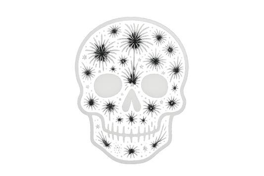 Skull Fireworks Sticker Decal Vinyl Laptop Car Window Bumper AUTO Water Bottle Helmets Waterproof Display Night Sky