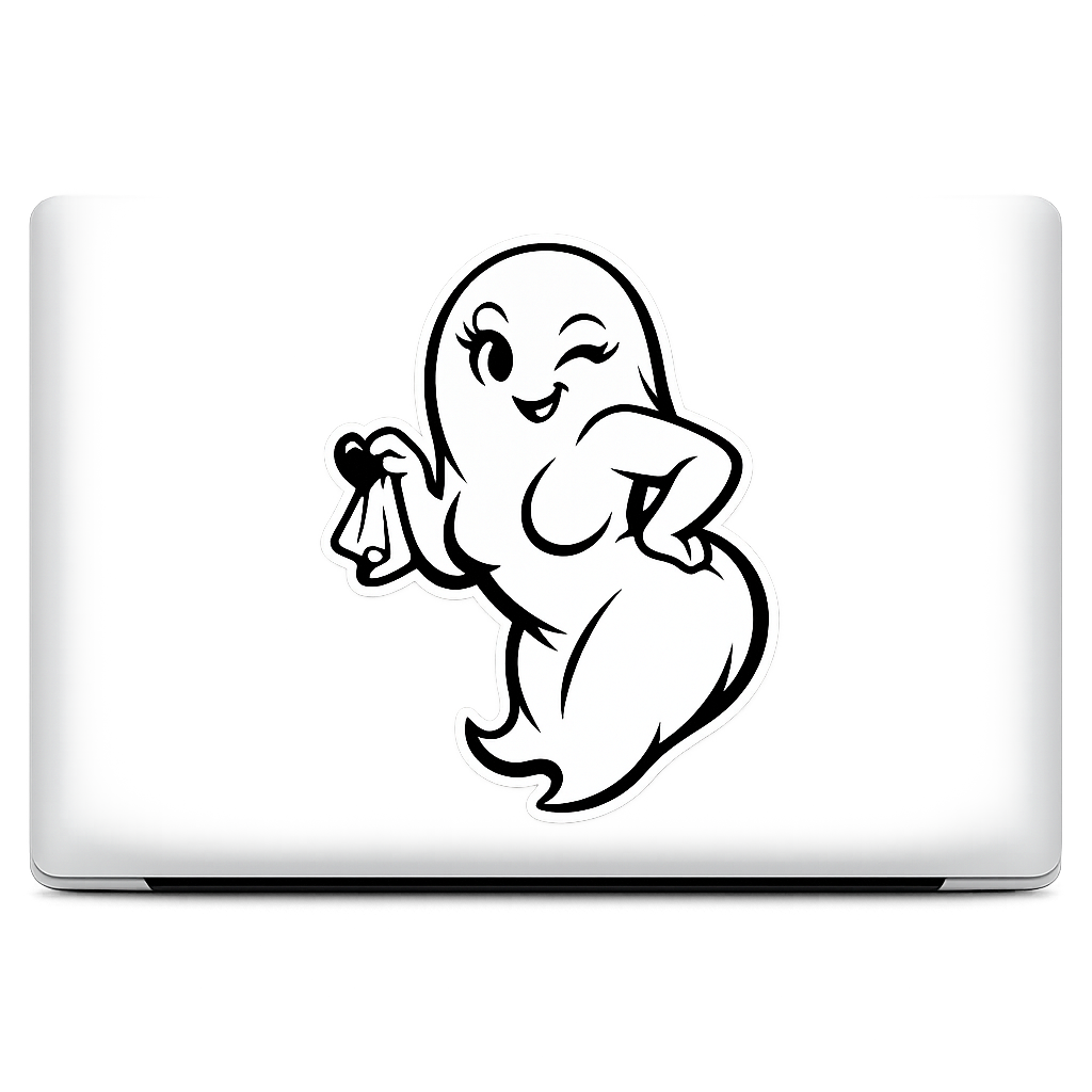 Ghost Pin-Up Sticker Decal Vinyl Laptop Car Window Bumper AUTO Water Bottle Helmets Waterproof Cheeky Illustration