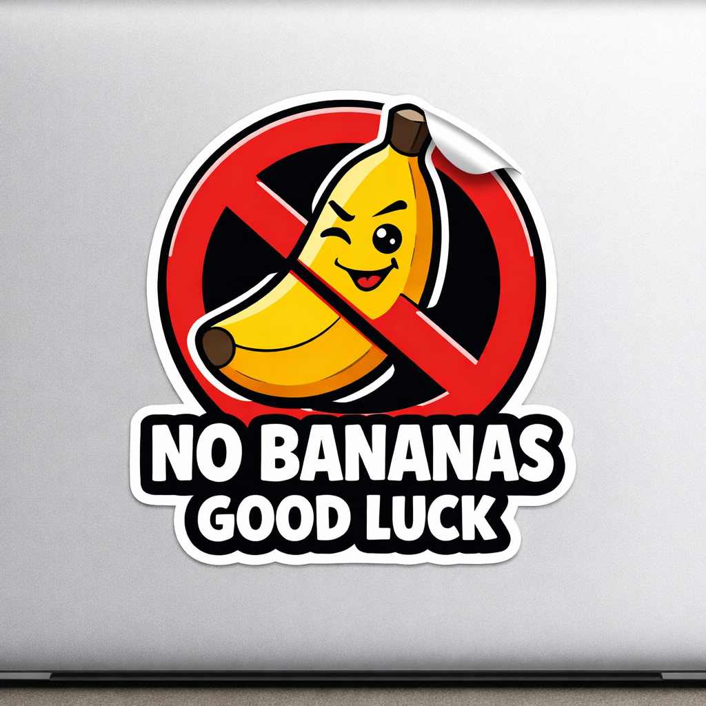 Banned Banana Sticker Decal Vinyl Laptop Car Window Bumper AUTO Water Bottle Helmets Waterproof Humor