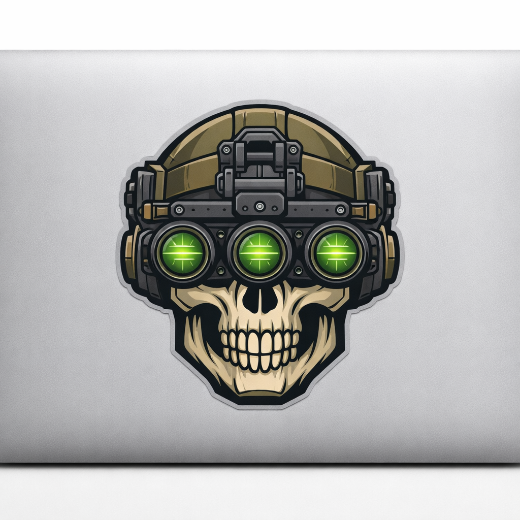 Skull NVG Sticker Decal Vinyl Laptop Car Window Bumper AUTO Water Bottle Helmets Waterproof Tactical Modern Warfare