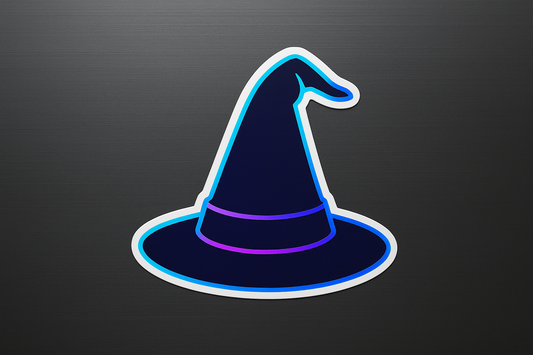 Witch's Hat Sticker Decal Vinyl Laptop Car Window Bumper AUTO Water Bottle Helmets Waterproof Neon Outline