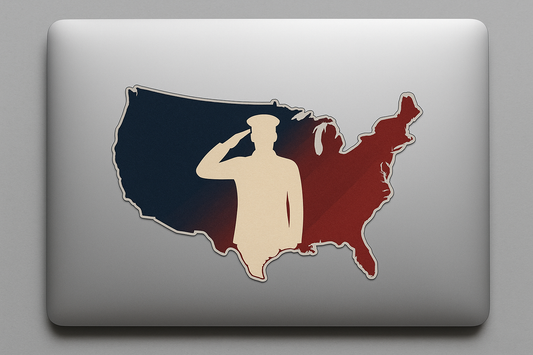 USA United States Soldier Salute Sticker Decal Vinyl Laptop Car Window Bumper AUTO Water Bottle Helmets Waterproof