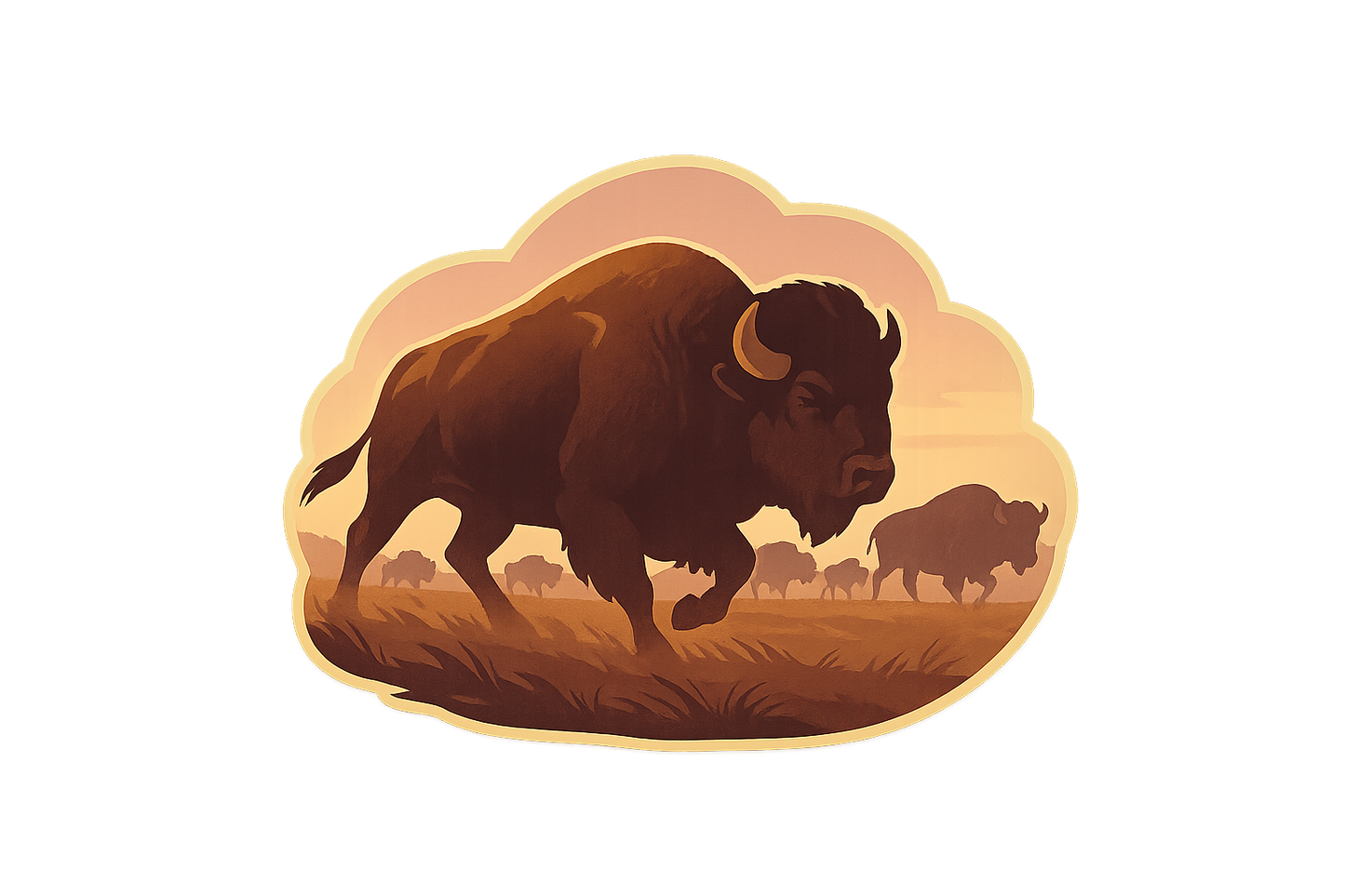 Buffalo Herd Sticker Decal Vinyl Laptop Car Window Bumper AUTO Water Bottle Helmets Waterproof Plains