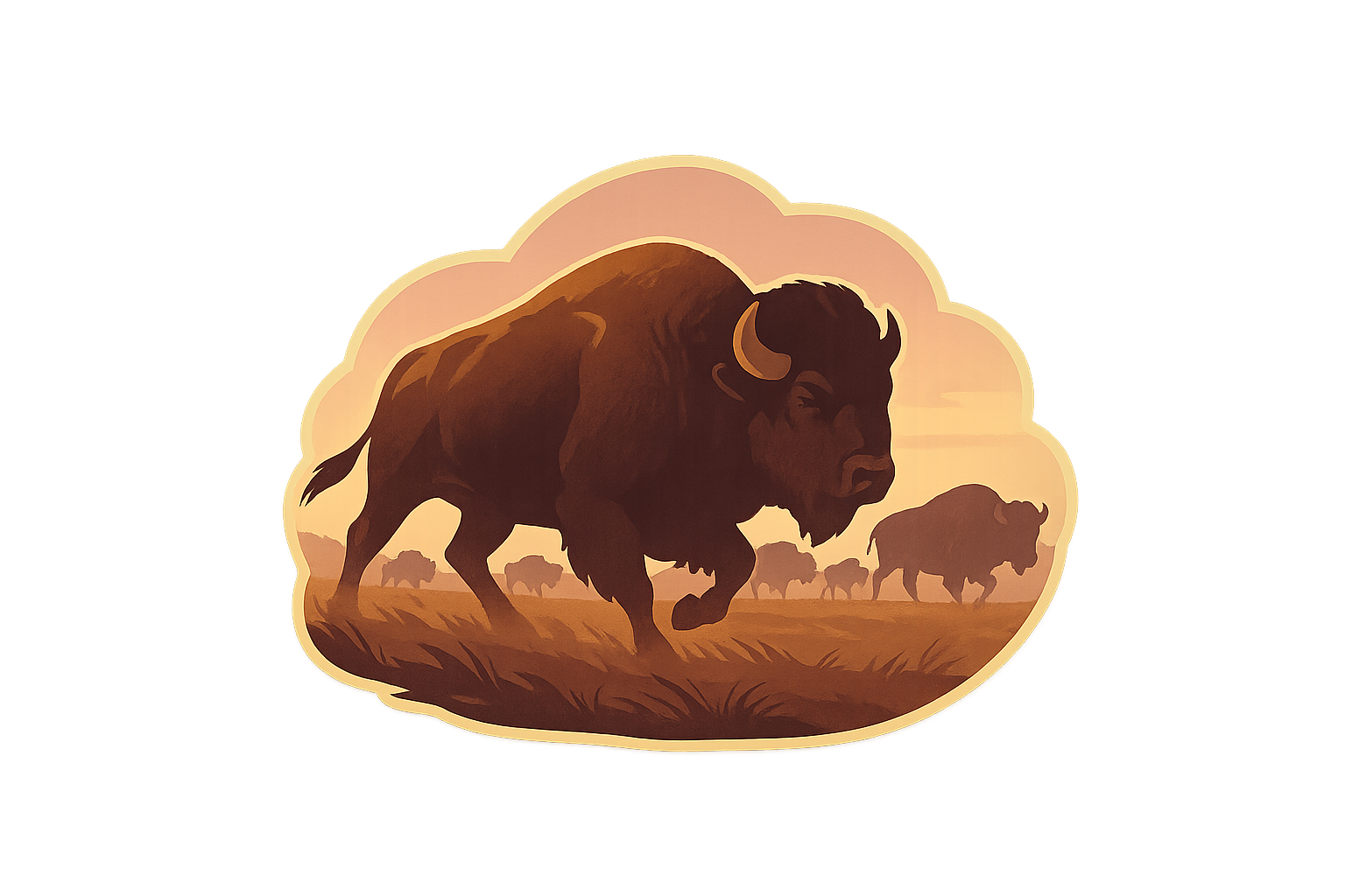 Buffalo Herd Sticker Decal Vinyl Laptop Car Window Bumper AUTO Water Bottle Helmets Waterproof Plains