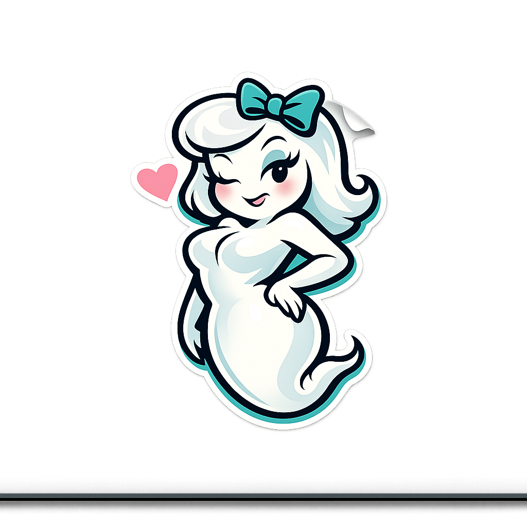 Playful Ghost Sticker Decal Vinyl Laptop Car Window Bumper AUTO Water Bottle Helmets Waterproof Bold Linework