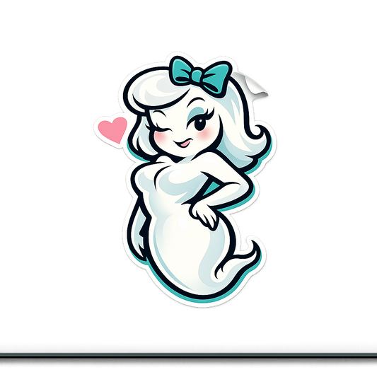 Playful Ghost Sticker Decal Vinyl Laptop Car Window Bumper AUTO Water Bottle Helmets Waterproof Bold Linework