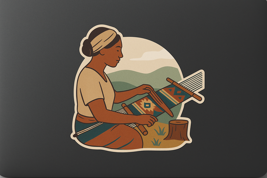 Women Weaving Sticker Decal Vinyl Laptop Car Window Bumper AUTO Water Bottle Helmets Waterproof Textile Art