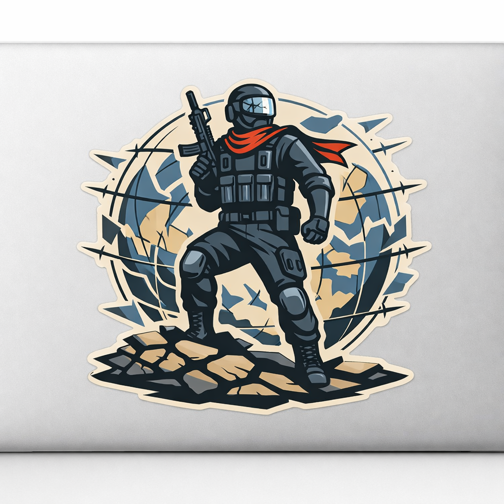 Modern Warrior Sticker Decal Vinyl Laptop Car Window Bumper AUTO Water Bottle Helmets Waterproof Global Tension Vector