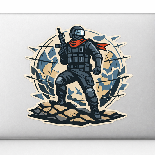 Modern Warrior Sticker Decal Vinyl Laptop Car Window Bumper AUTO Water Bottle Helmets Waterproof Global Tension Vector