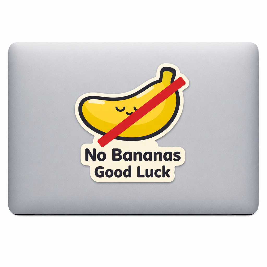 No Bananas Good Luck Sticker Decal Vinyl Laptop Car Window Bumper AUTO Water Bottle Helmets Waterproof Minimal Banana