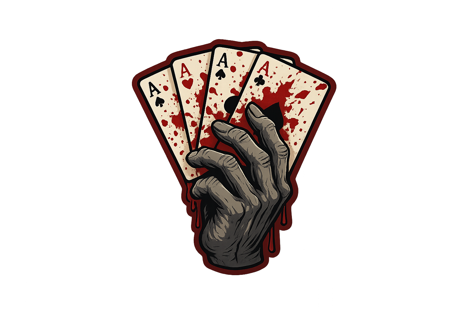 Bloody Killer Hand Playing Cards Sticker Decal Vinyl Laptop Car Window Bumper AUTO Water Bottle Helmets Waterproof