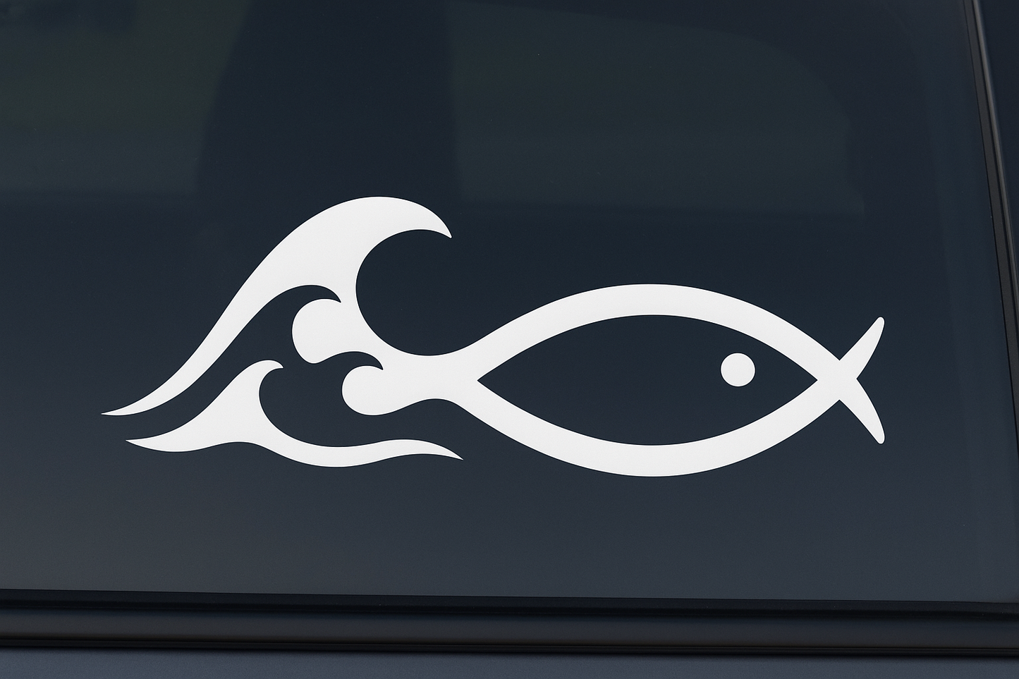 Blue Wave Ichthys Fish Sticker Decal Vinyl Laptop Car Window Bumper AUTO Bottle Water Bottle Helmets Waterproof Symbol