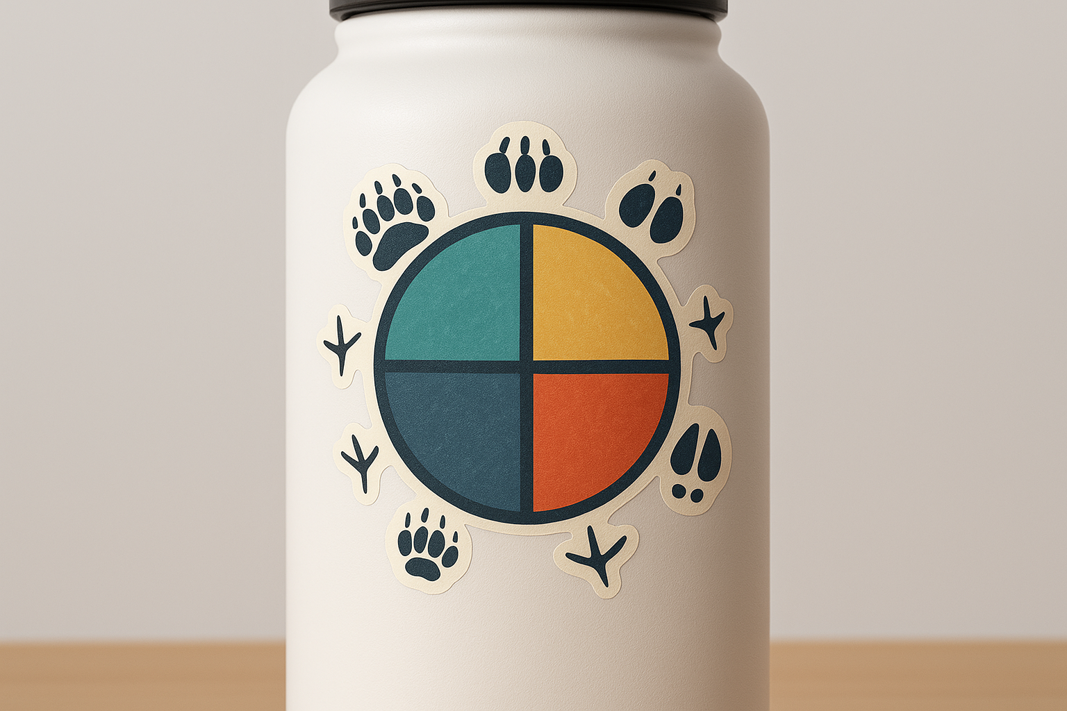 Medicine Wheel Sticker Decal Vinyl Laptop Car Window Bumper AUTO Water Bottle Helmets Waterproof Native American Symbol Animal Tracks
