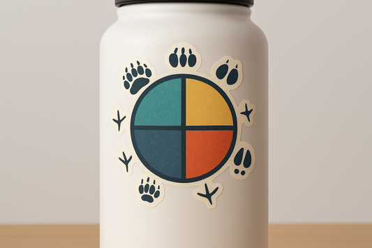 Medicine Wheel Sticker Decal Vinyl Laptop Car Window Bumper AUTO Water Bottle Helmets Waterproof Native American Symbol Animal Tracks