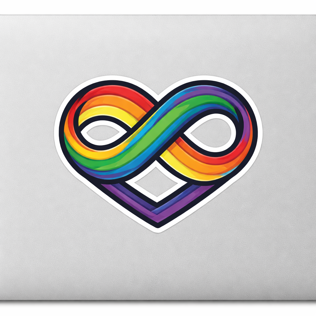 Infinity Symbol Rainbow Heart Sticker Decal Vinyl Laptop Car Window Bumper AUTO Water Bottle Helmets Waterproof