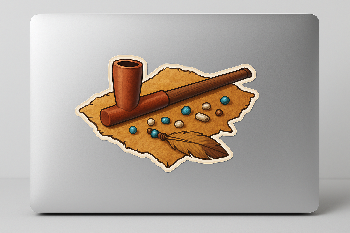 Native Pipe Deerskin Sticker Decal Vinyl Laptop Car Window Bumper AUTO Water Bottle Helmets Waterproof Beads