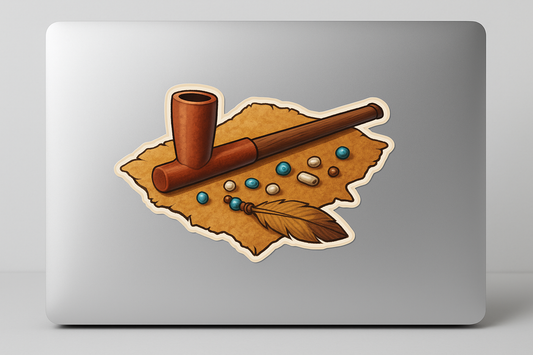 Native Pipe Deerskin Sticker Decal Vinyl Laptop Car Window Bumper AUTO Water Bottle Helmets Waterproof Beads