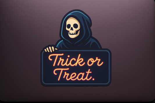 Grim Reaper Trick Sticker Decal Vinyl Laptop Car Window Bumper AUTO Bottle Water Bottle Helmets Waterproof Neon Sign