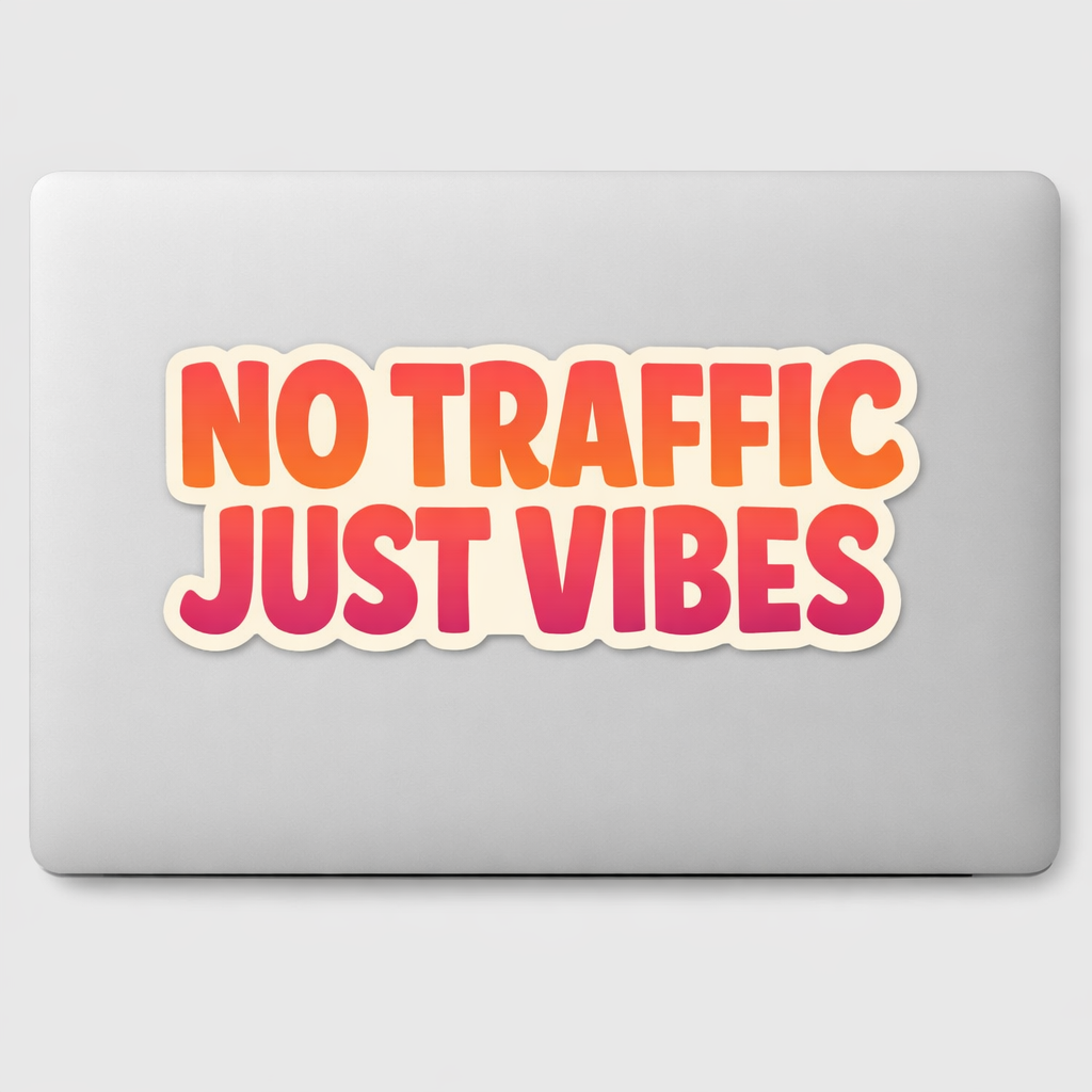 NO TRAFFIC JUST VIBES Sticker Decal Vinyl Laptop Car Window Bumper AUTO Bottle Water Bottle Helmets Waterproof