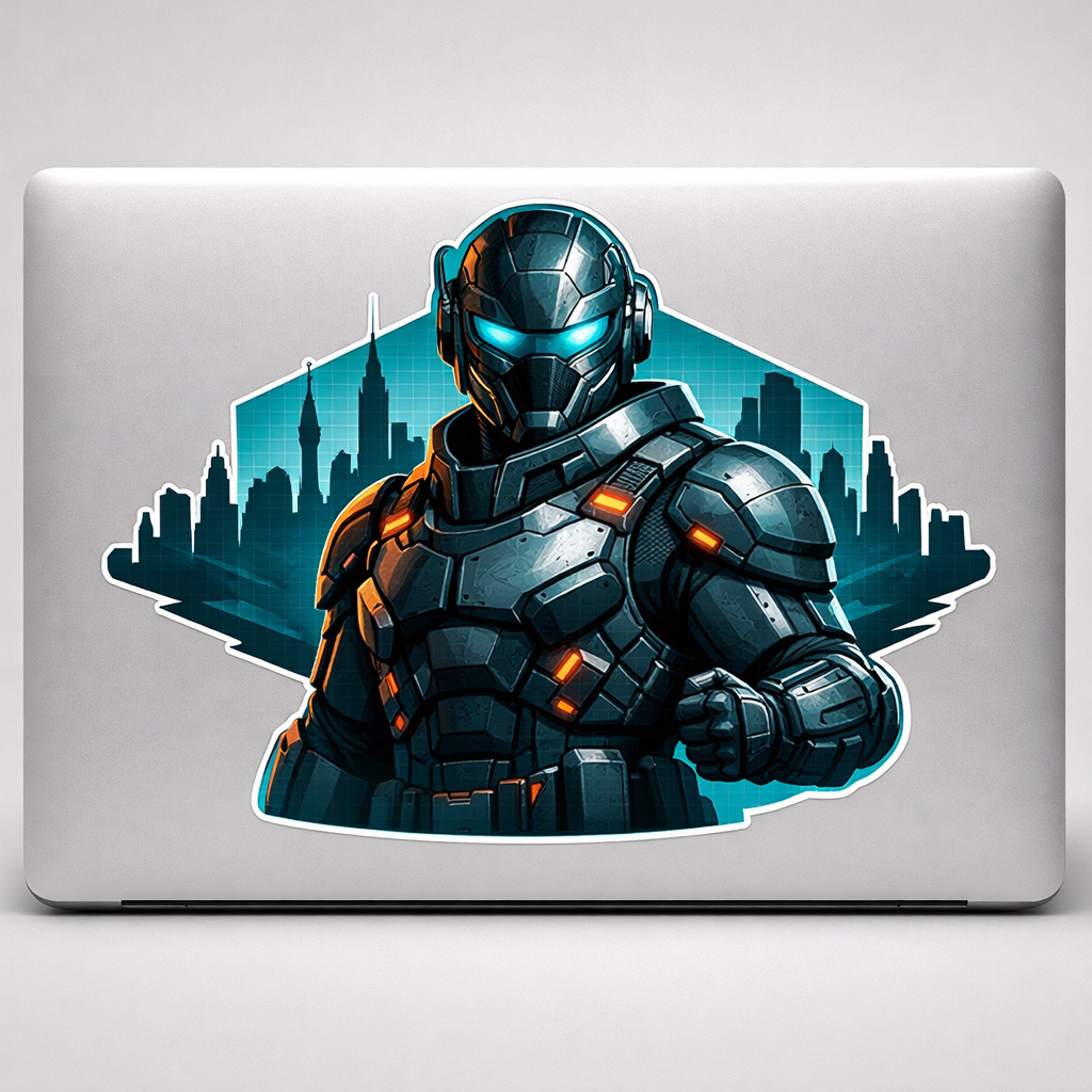 High-Tech Soldier World Skyline Sticker Decal Vinyl Laptop Car Window Bumper AUTO Water Bottle Helmets Waterproof Futuristic