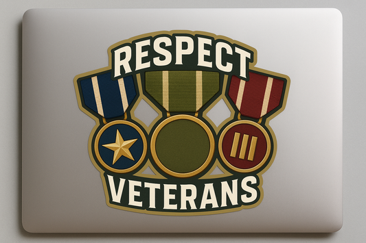 Military Medals Sticker Decal Vinyl Laptop Car Window Bumper AUTO Water Bottle Helmets Waterproof Veterans Respect