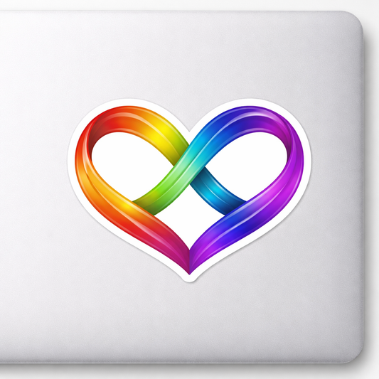 Rainbow Infinity Loop Heart Sticker Decal Vinyl Laptop Car Window Bumper AUTO Water Bottle Helmets Waterproof