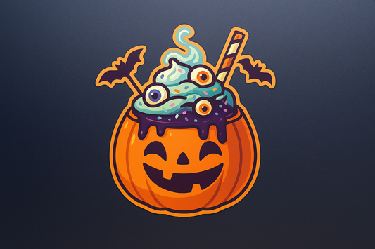 Pumpkin Milkshake Sticker Decal Vinyl Laptop Car Window Bumper AUTO Water Bottle Helmets Waterproof Halloween