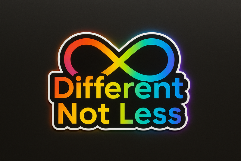 Different Not Less Autism Advocacy Infinity Rainbow Sticker Decal Vinyl Laptop Car Window Bumper AUTO Water Bottle Waterproof Helmets Truck