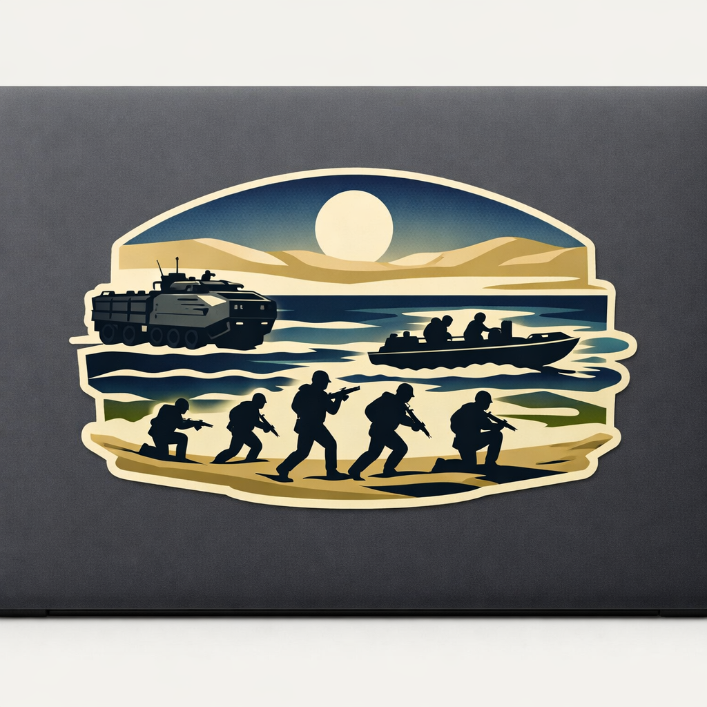 Amphibious Landing D-Day Sticker Decal Vinyl Laptop Car Window Bumper AUTO Water Bottle Helmets Waterproof Art